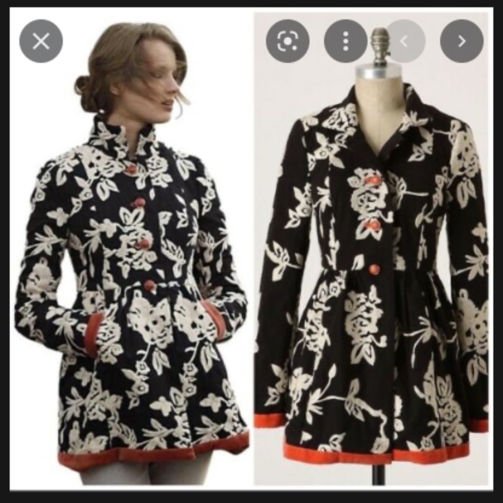 Anthropologie Plenty by Tracy Reese Phlox Coral Coat